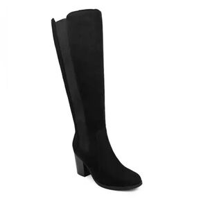 SUGAR Womens Black Padded Willetta Round Toe Block Heel Zip-Up Boot